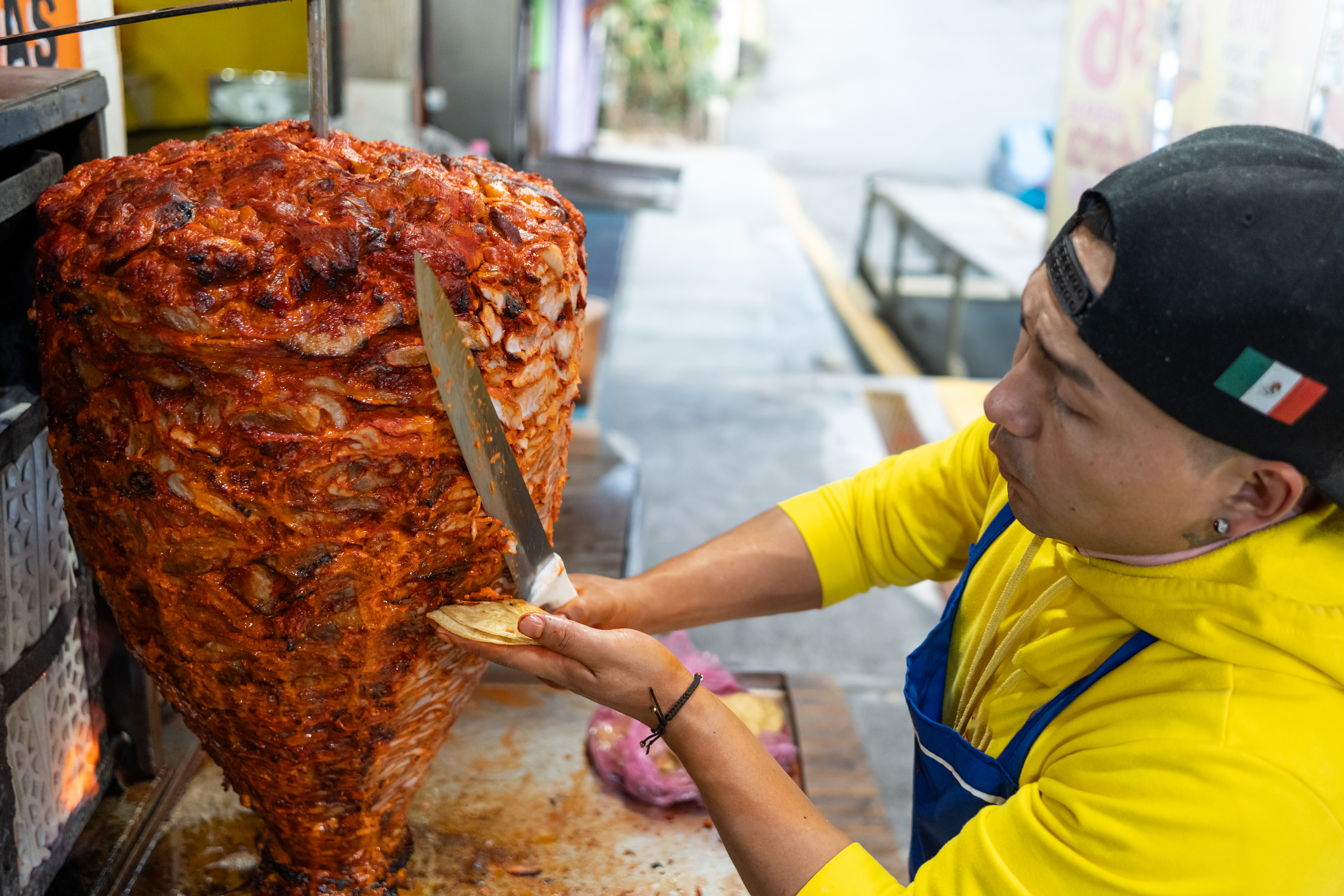 Al pastor on the trompo