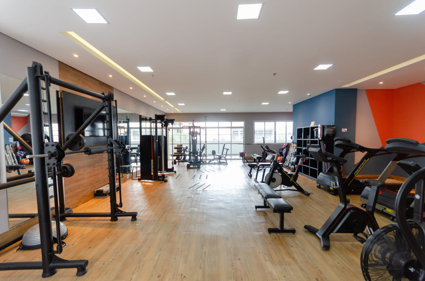 The open training floor and racks at Forge Athletic Club