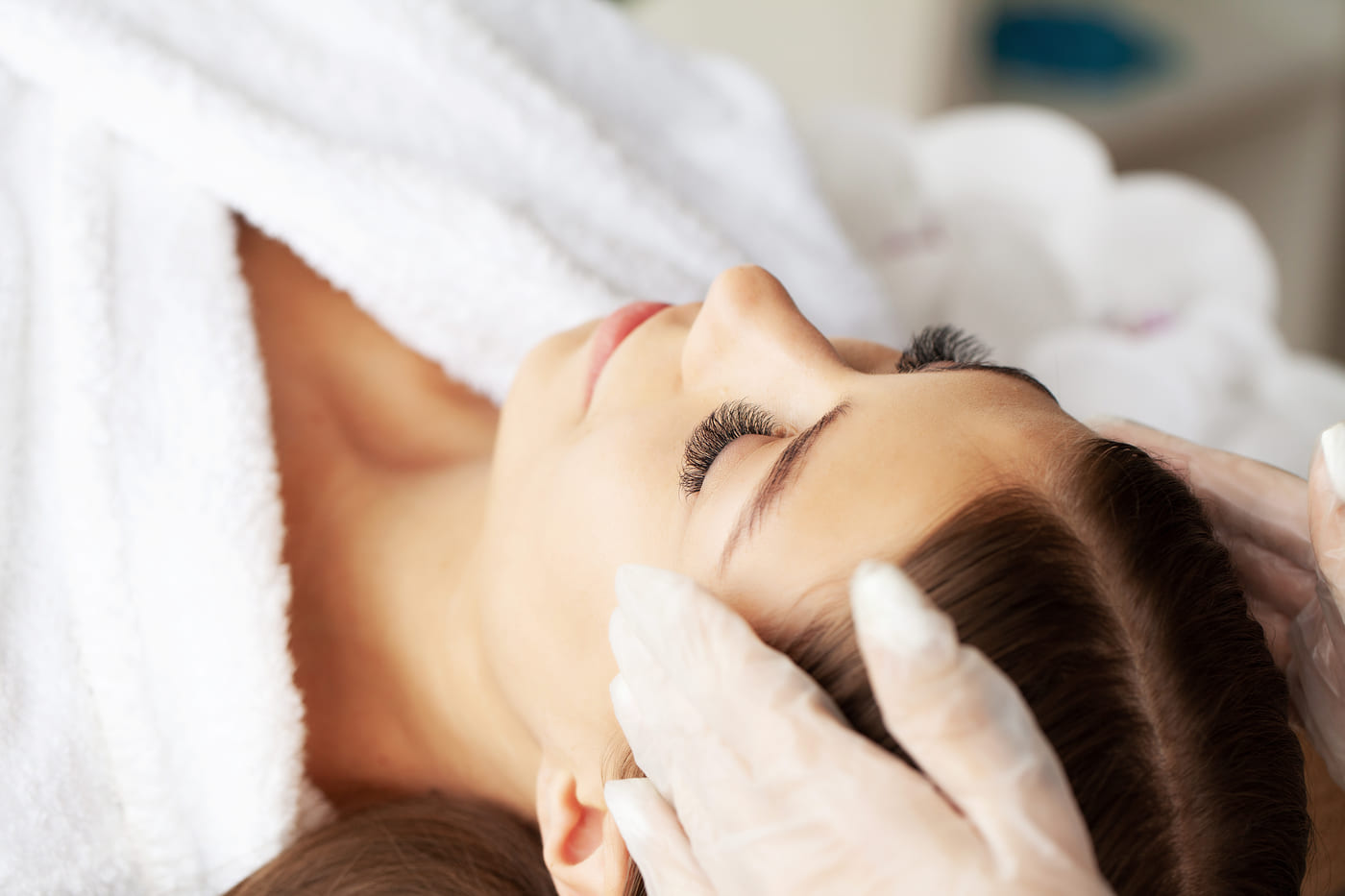 A calm facial treatment in progress at the clinic