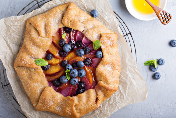 Peach berry galette