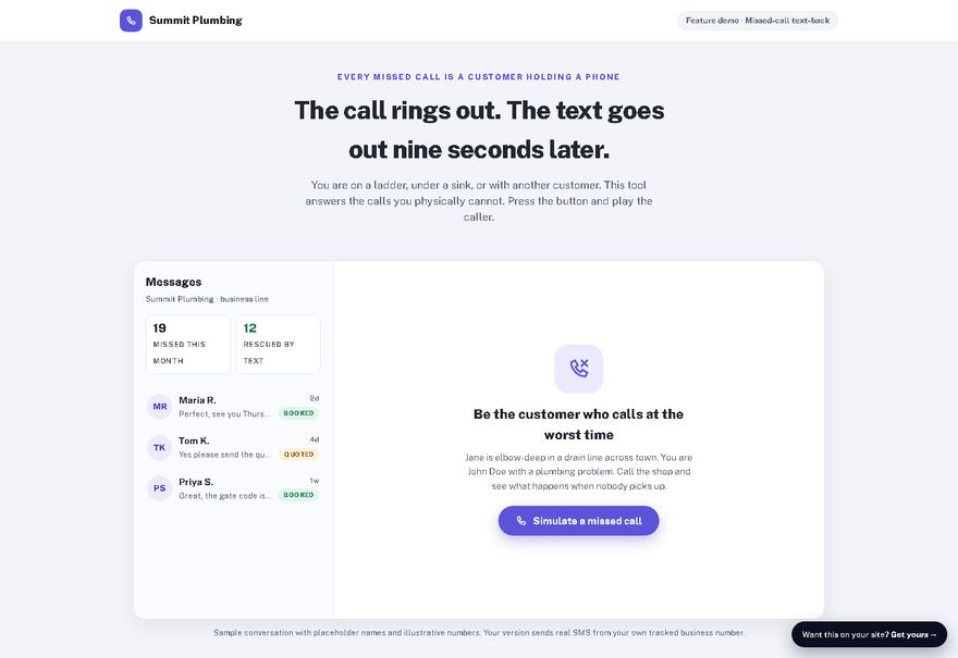Missed-call text-back, turning a missed call into a text conversation