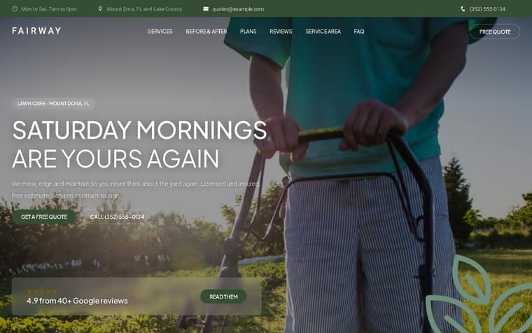 The lawn care template we built