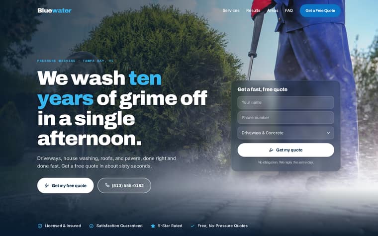 The pressure washing template we built
